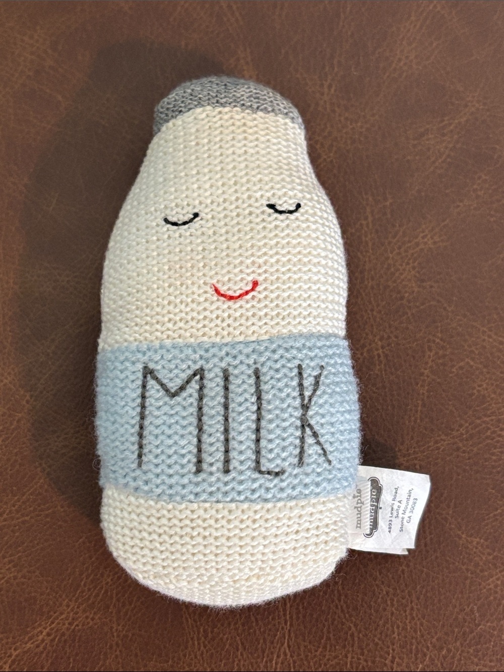 Mud Pie Knit Milk Bottle Plush Rattle
